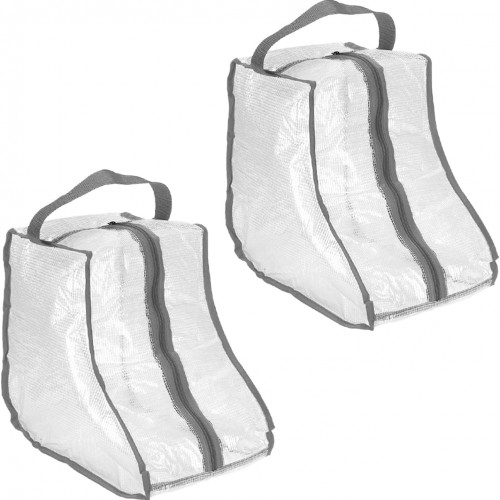 Boot Storage Bags [2PCS] - Plastic Short Boot Carry Bags Clear Shoe Bags with Handle for Travel & Daily Use - [Gray] Waterproof & DustProof Boot Bags for Cowboy Boots