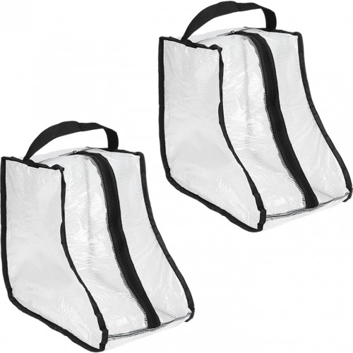 Boot Storage Bags [2PCS] - Plastic Short Boot Carry Bags Clear Shoe Bags with Handle for Travel & Daily Use - [Black] Waterproof & DustProof Boot Bags for Cowboy Boots